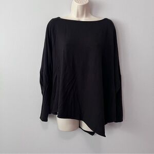 Helmut Lang Black Asymmetrical Dolman Sleeve Top Size S